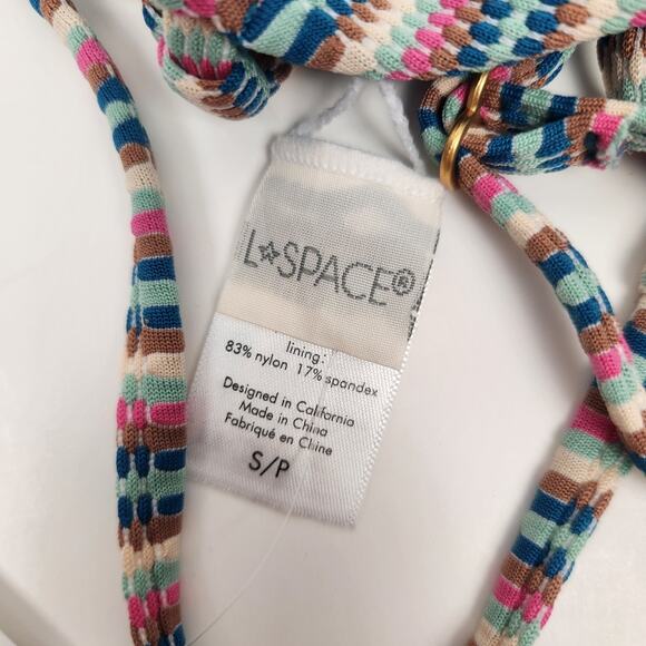 L*Space Brittany Triangle Bikini Top Striped Size Small NWT - Picture 7 of 7